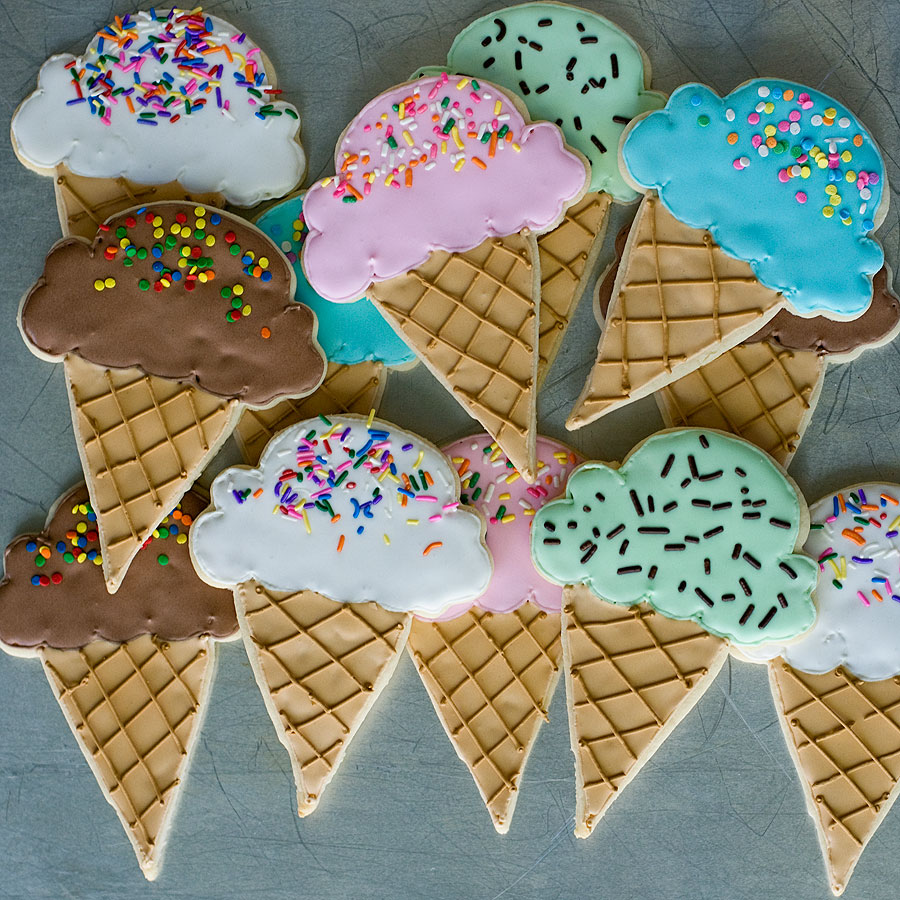 Ice Cream Cone Cookies With Sprinkles On Top